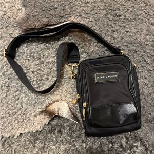 Marc Jacobs Black Crossbody Bag with Gold Accents